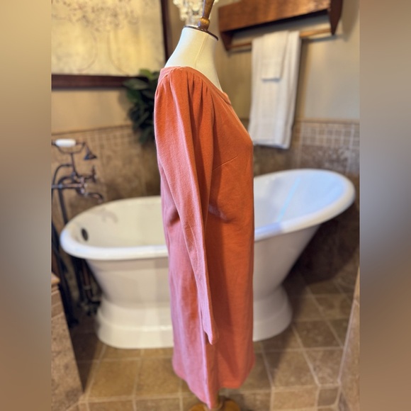 ANN TAYLOR LOFT PUFF SLEEVE SWEATSHIRT Cotton DRESS Auburn Size 6 - Picture 4 of 7